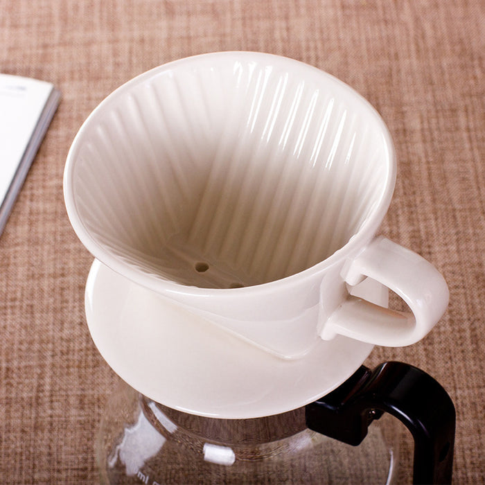 Top-down view of the Hearlow ceramic pour-over dripper's fluted interior